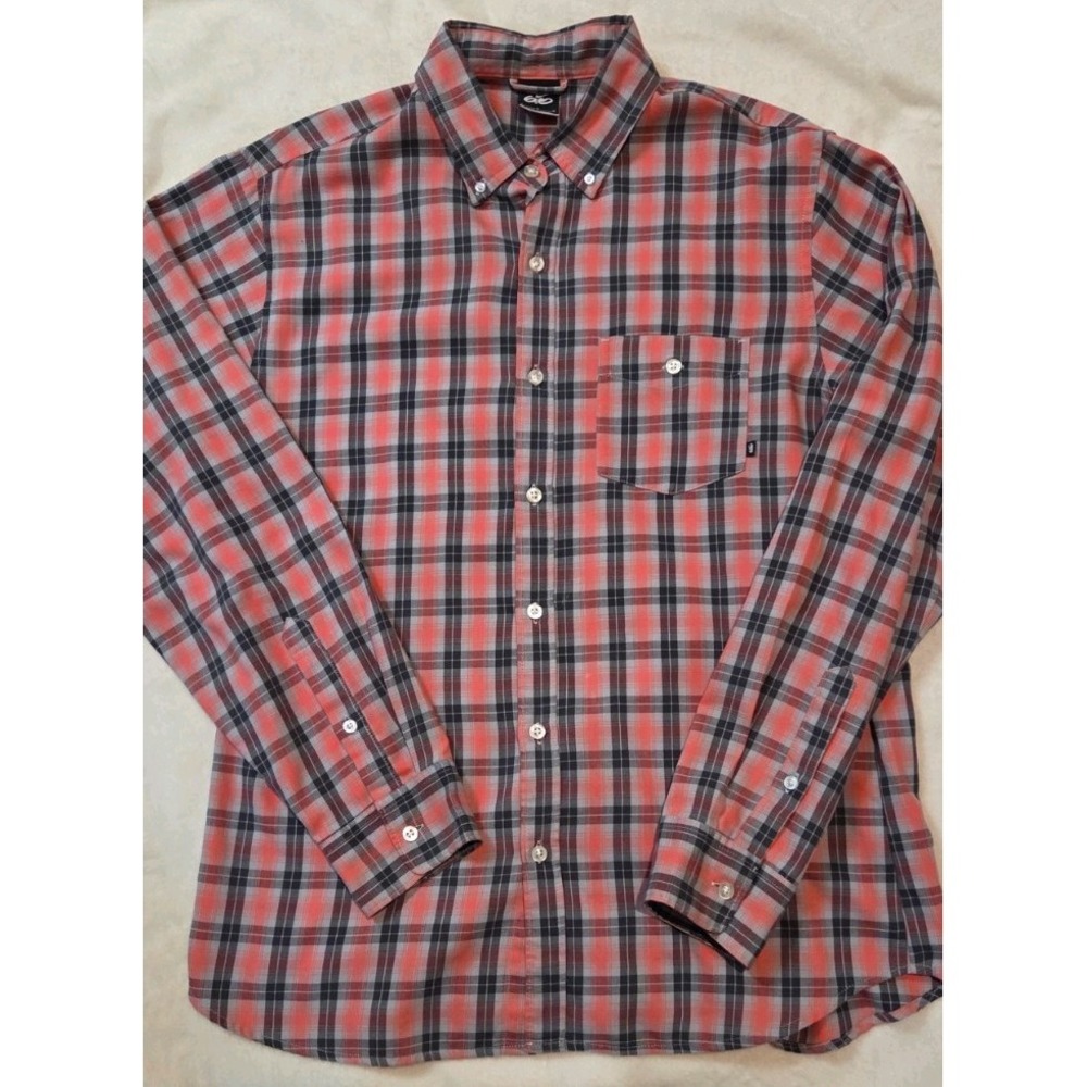 NIKE 6.0 MENS LONG SLEEVE PINK/BLACK STRIPED BUTTONDOWN SIZE LARGE
